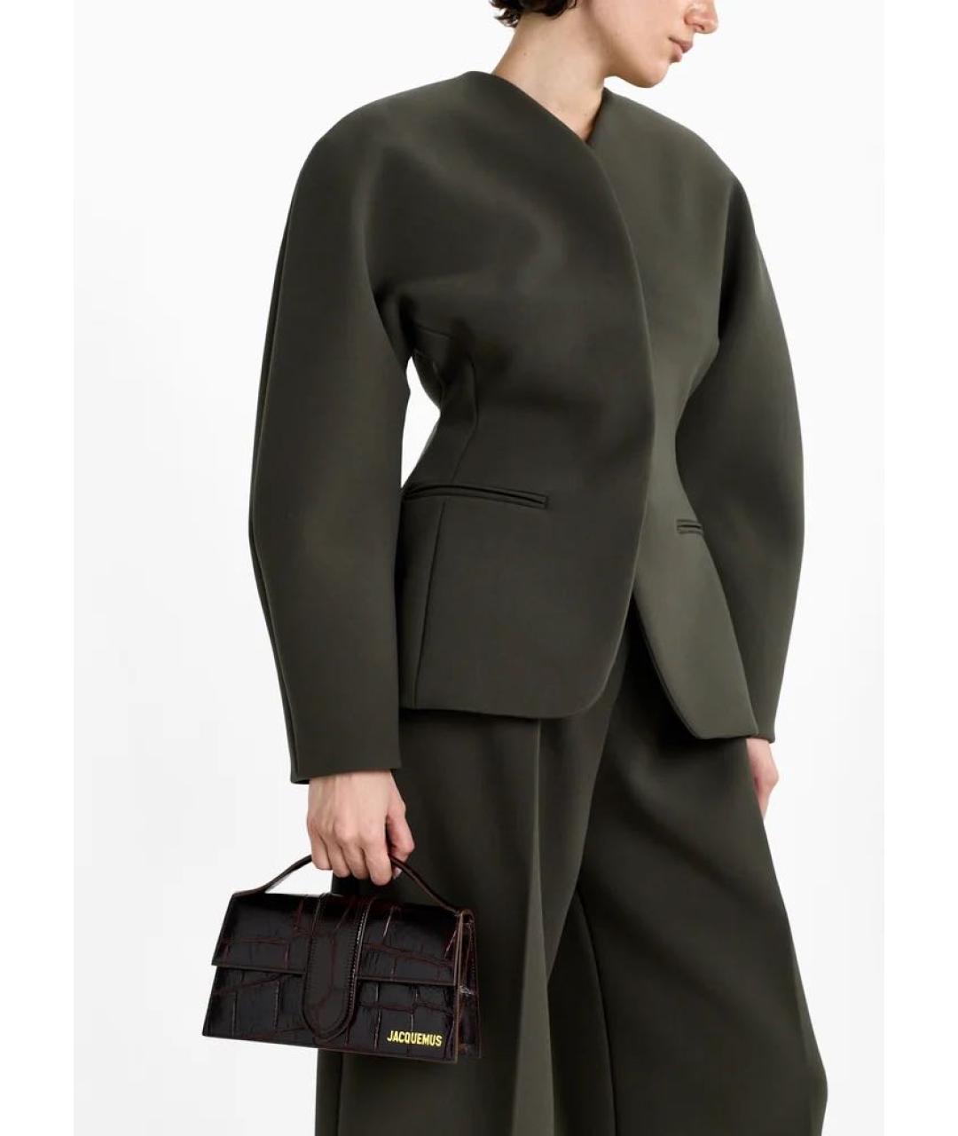 JACQUEMUS Коричневая кожаная сумка с короткими ручками, фото 5