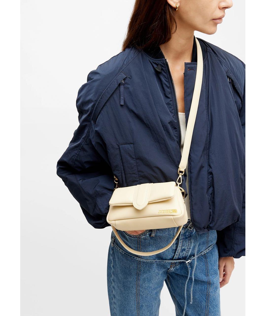 JACQUEMUS Бежевая кожаная сумка через плечо, фото 5