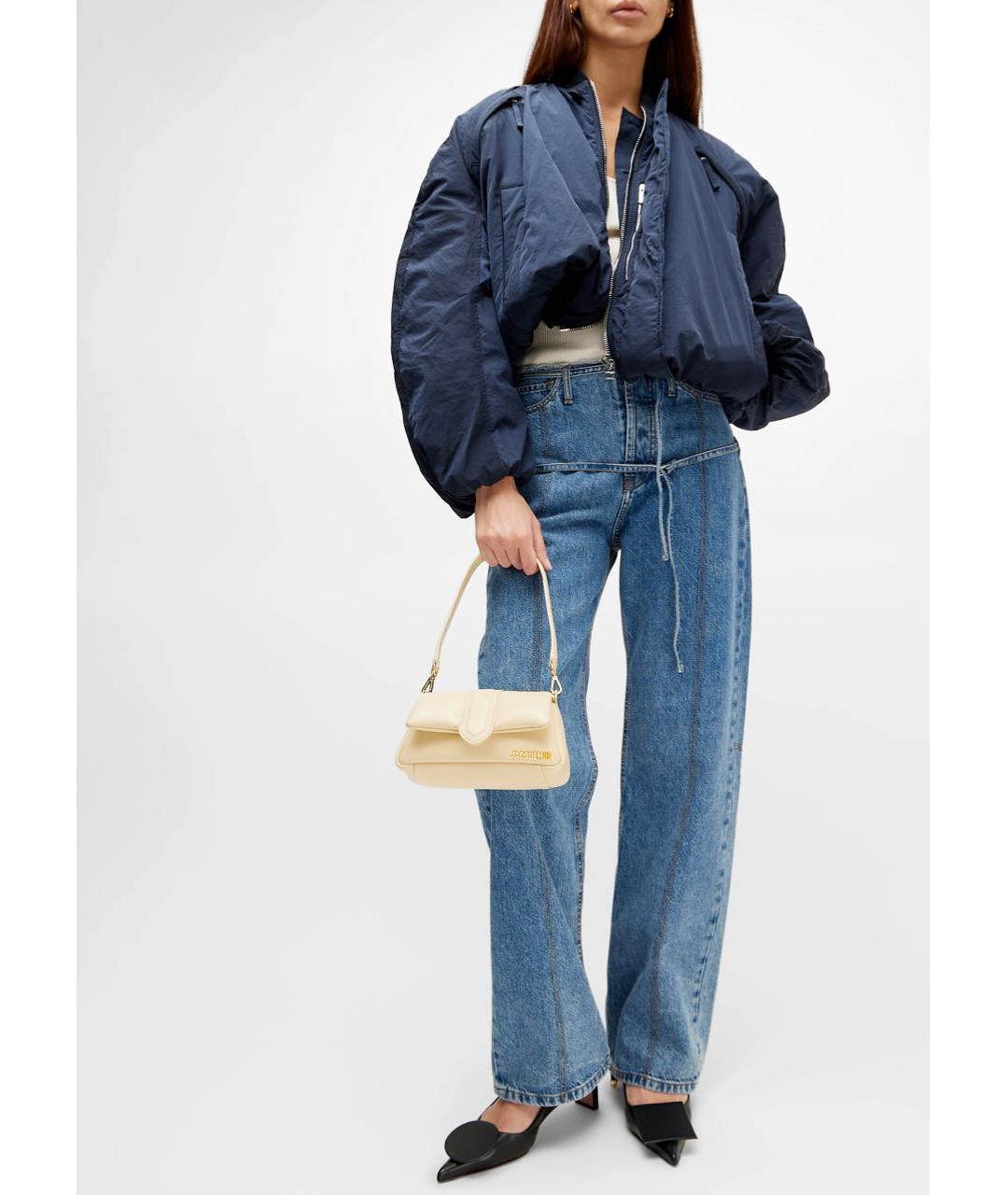 JACQUEMUS Бежевая кожаная сумка через плечо, фото 6