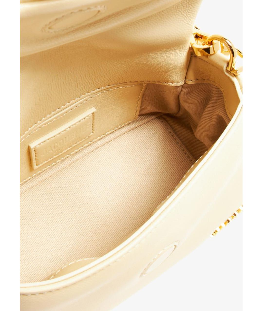 JACQUEMUS Бежевая кожаная сумка через плечо, фото 4