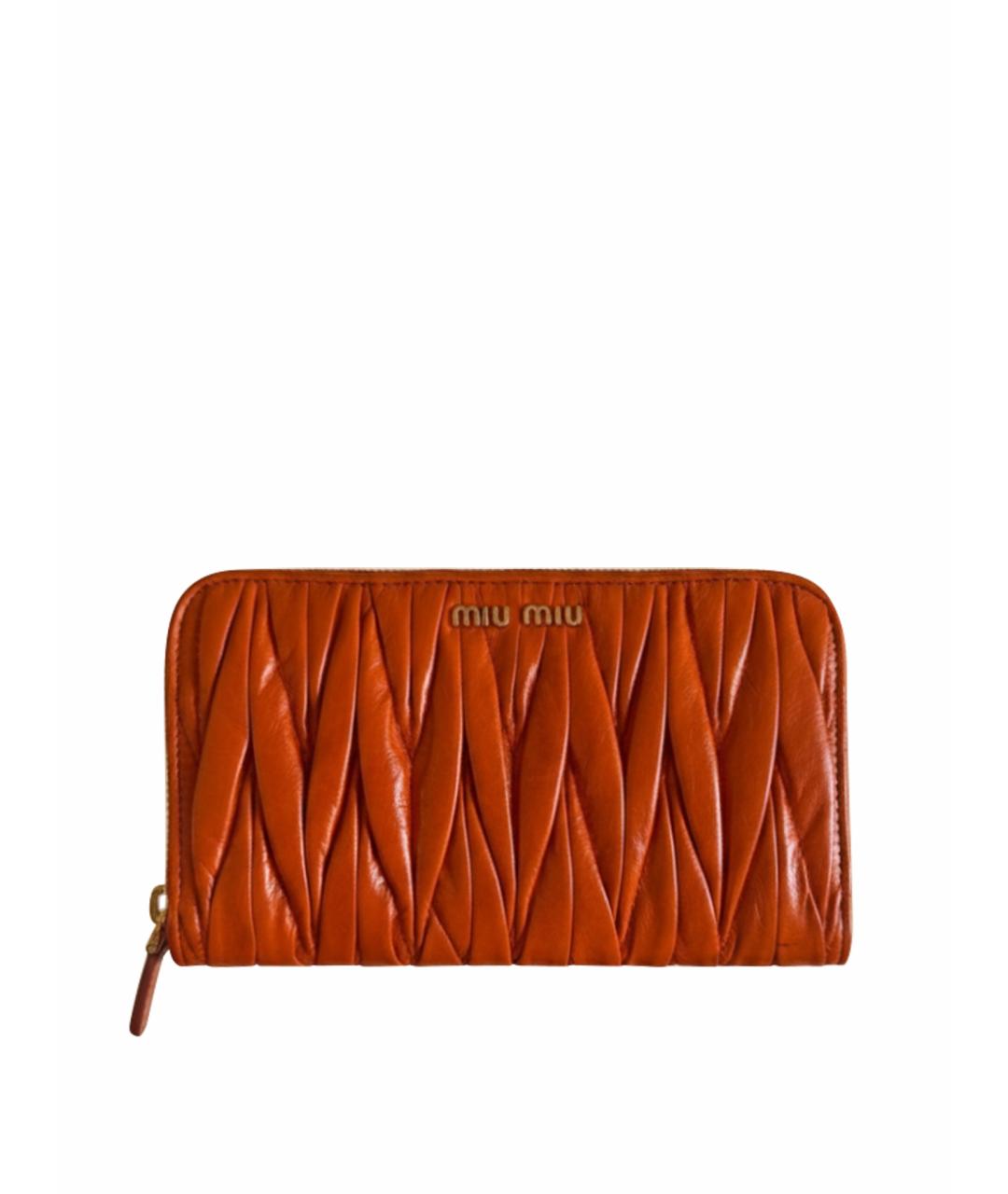 MIU MIU Оранжевый кожаный кошелек, фото 1