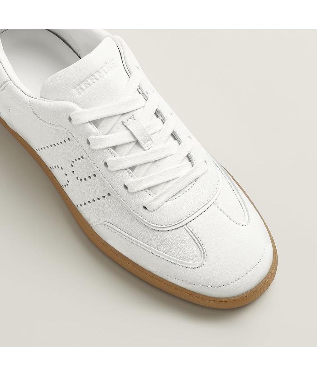 HERMES Белые кожаные кеды, фото 4