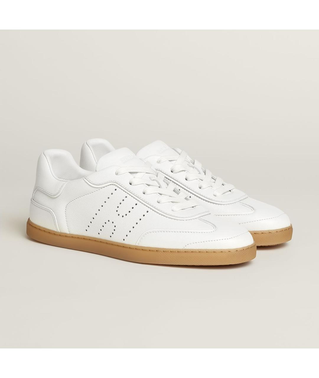 HERMES Белые кожаные кеды, фото 2