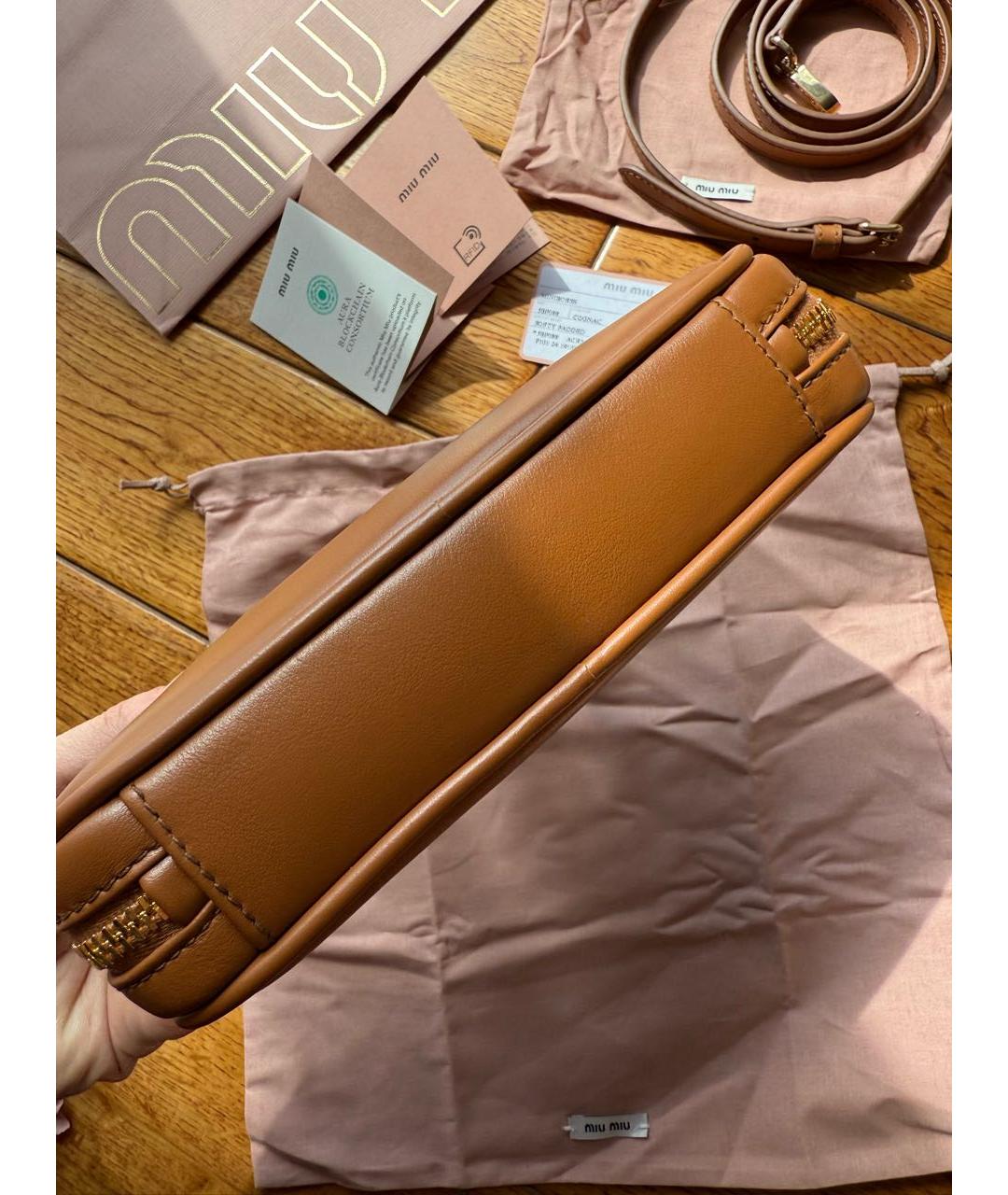 MIU MIU Оранжевая кожаная сумка через плечо, фото 7