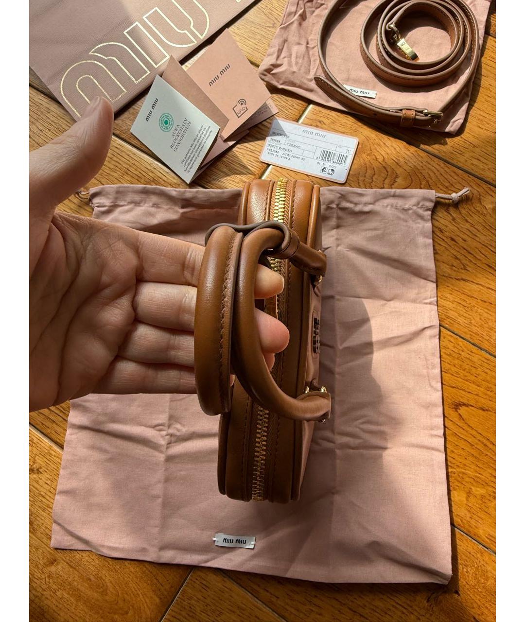 MIU MIU Оранжевая кожаная сумка через плечо, фото 6