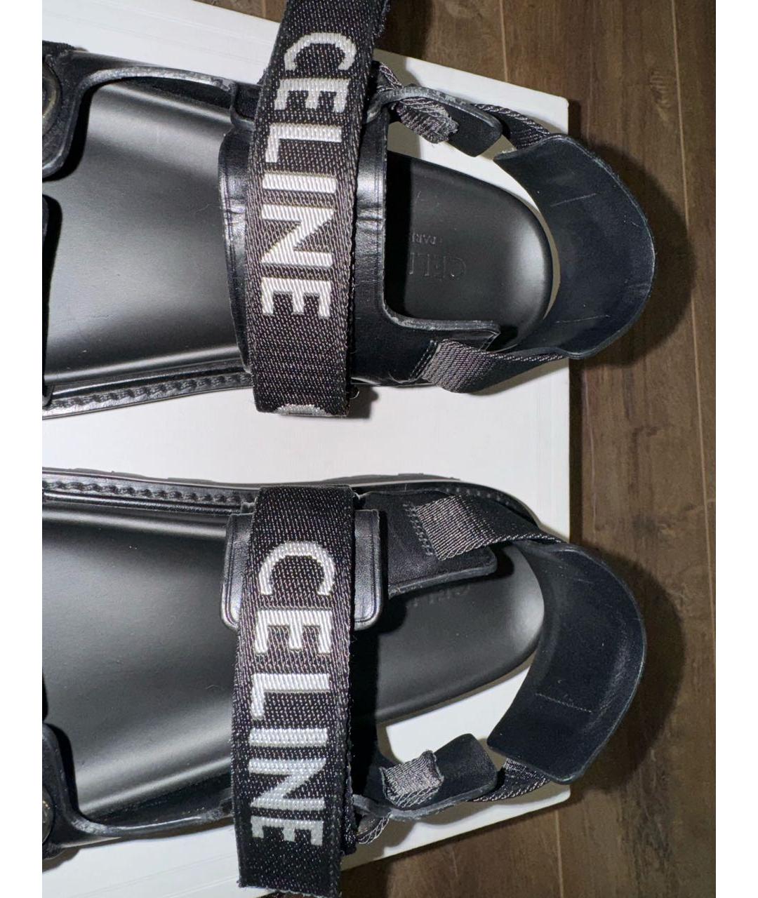 CELINE Черные кожаные сандалии, фото 7