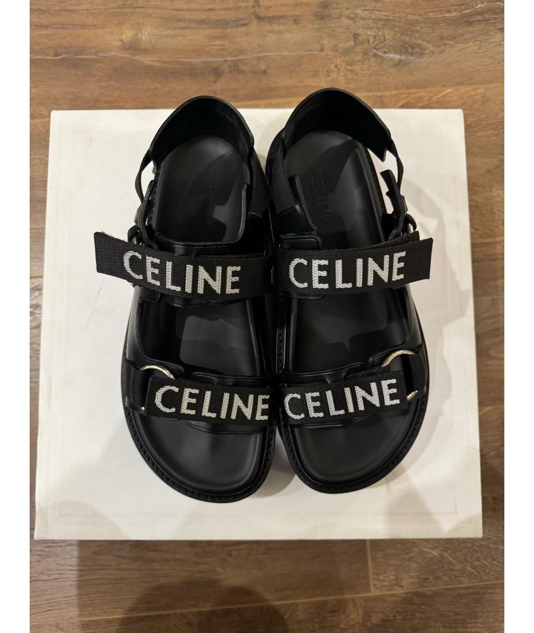 CELINE Черные кожаные сандалии, фото 3