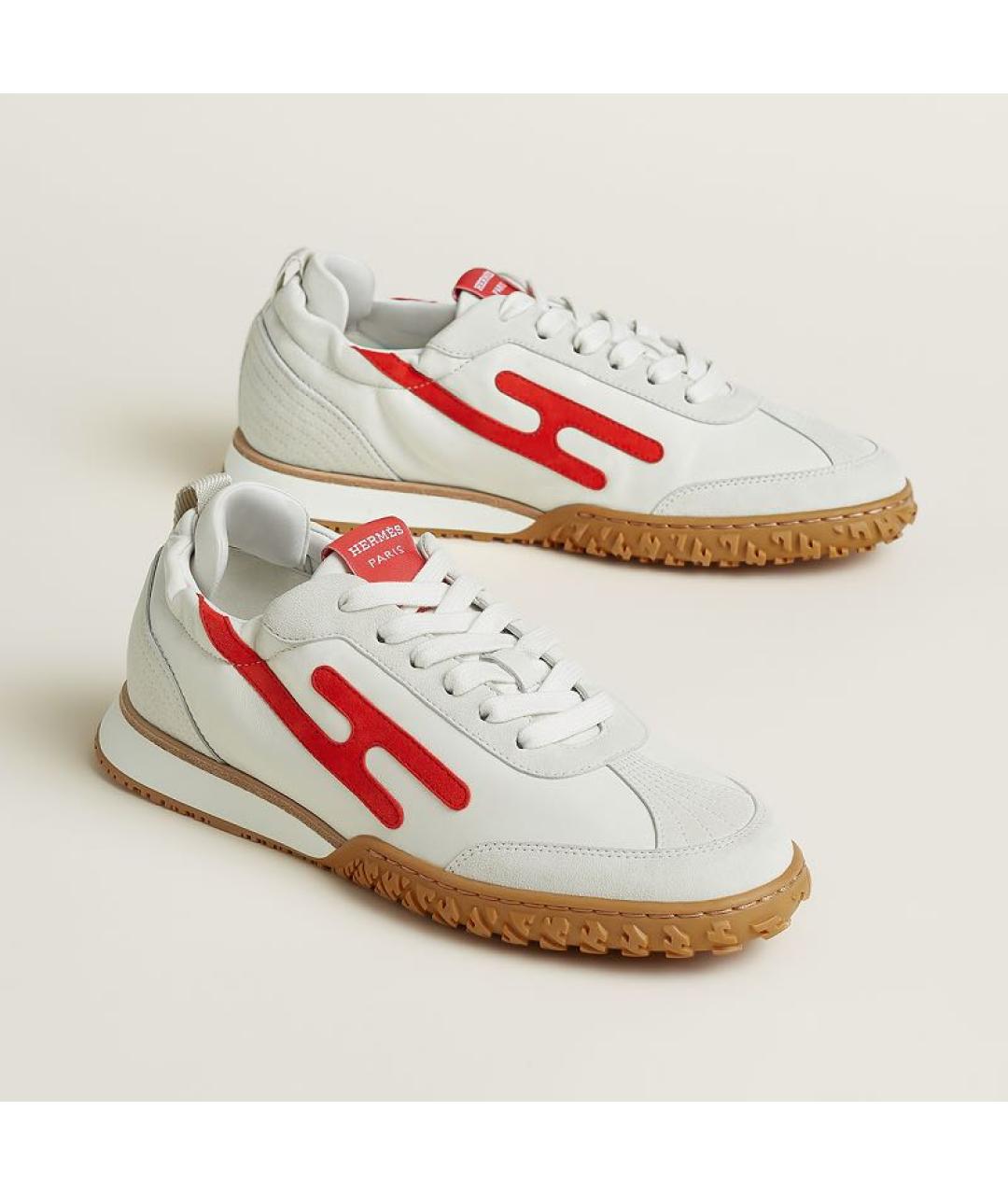 HERMES Белые кожаные кроссовки, фото 2
