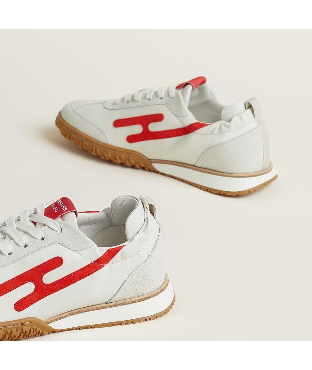 HERMES Белые кожаные кроссовки, фото 4