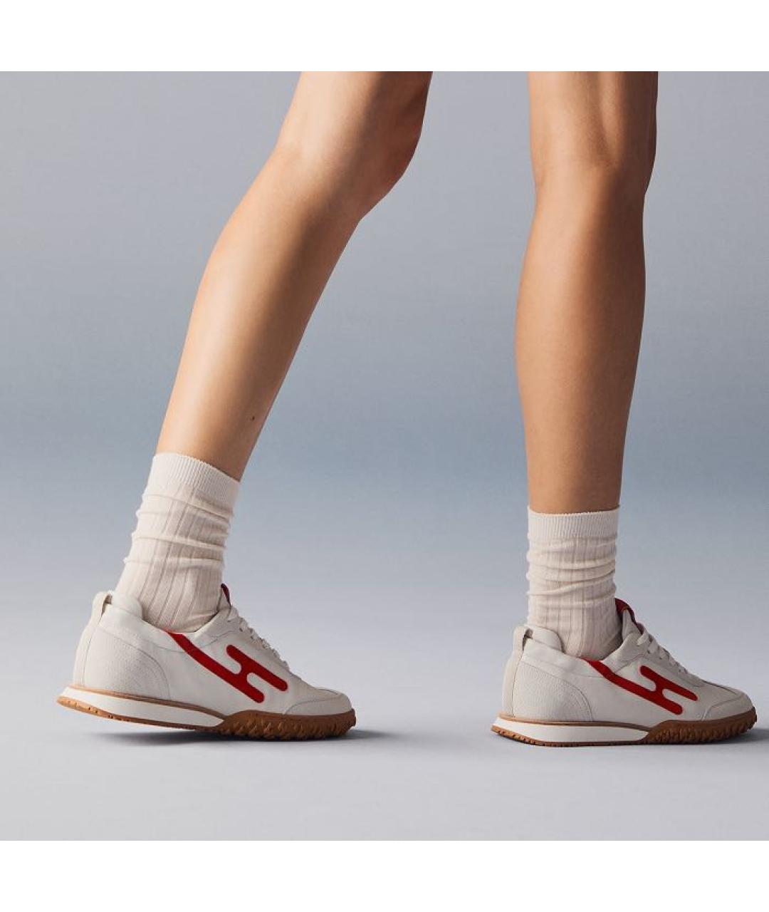HERMES Белые кожаные кроссовки, фото 6