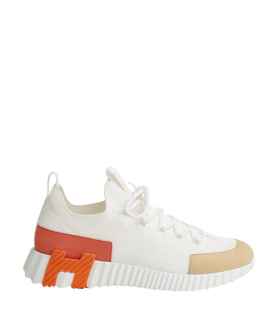 HERMES Белые текстильные кроссовки, фото 1