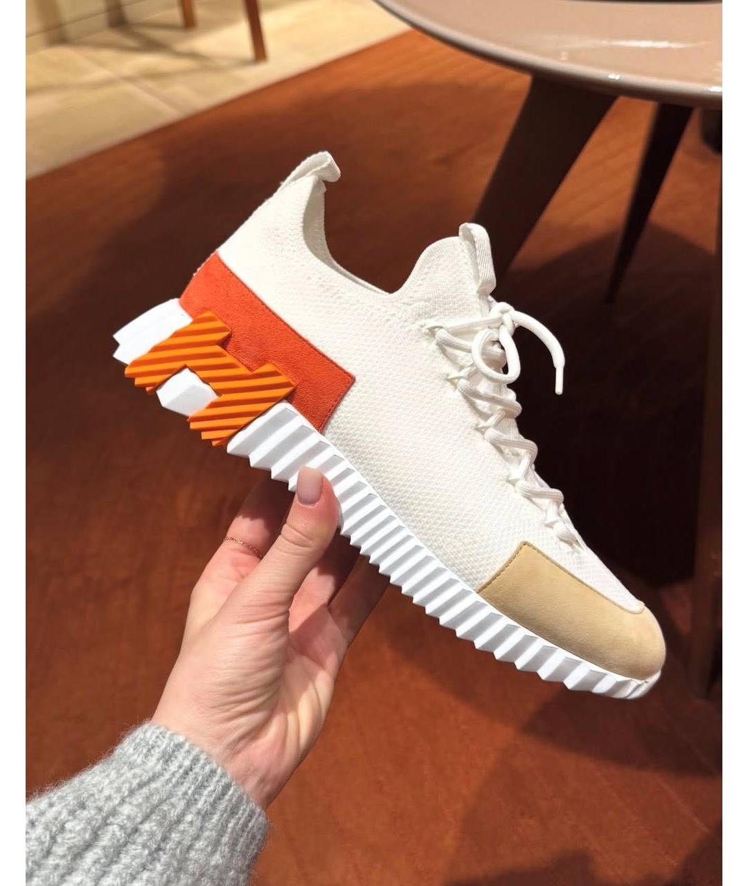 HERMES Белые текстильные кроссовки, фото 6