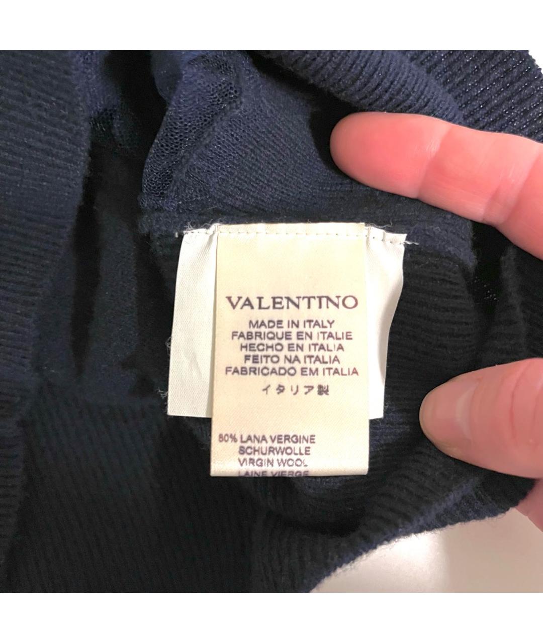 VALENTINO Темно-синий шерстяной джемпер / свитер, фото 6