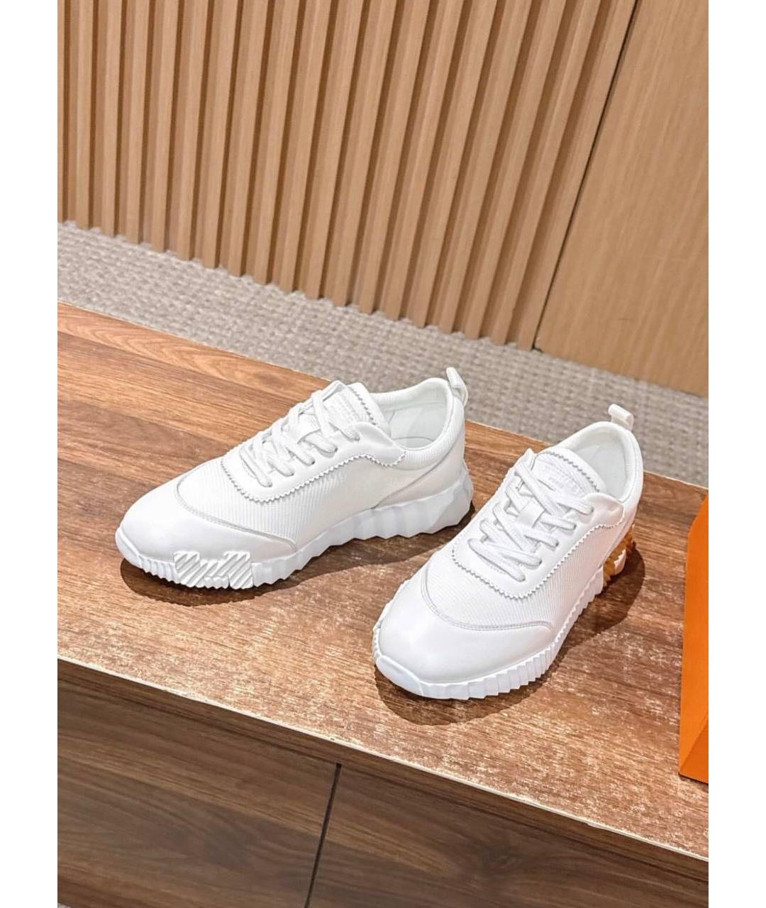 HERMES Белые кожаные кроссовки, фото 6