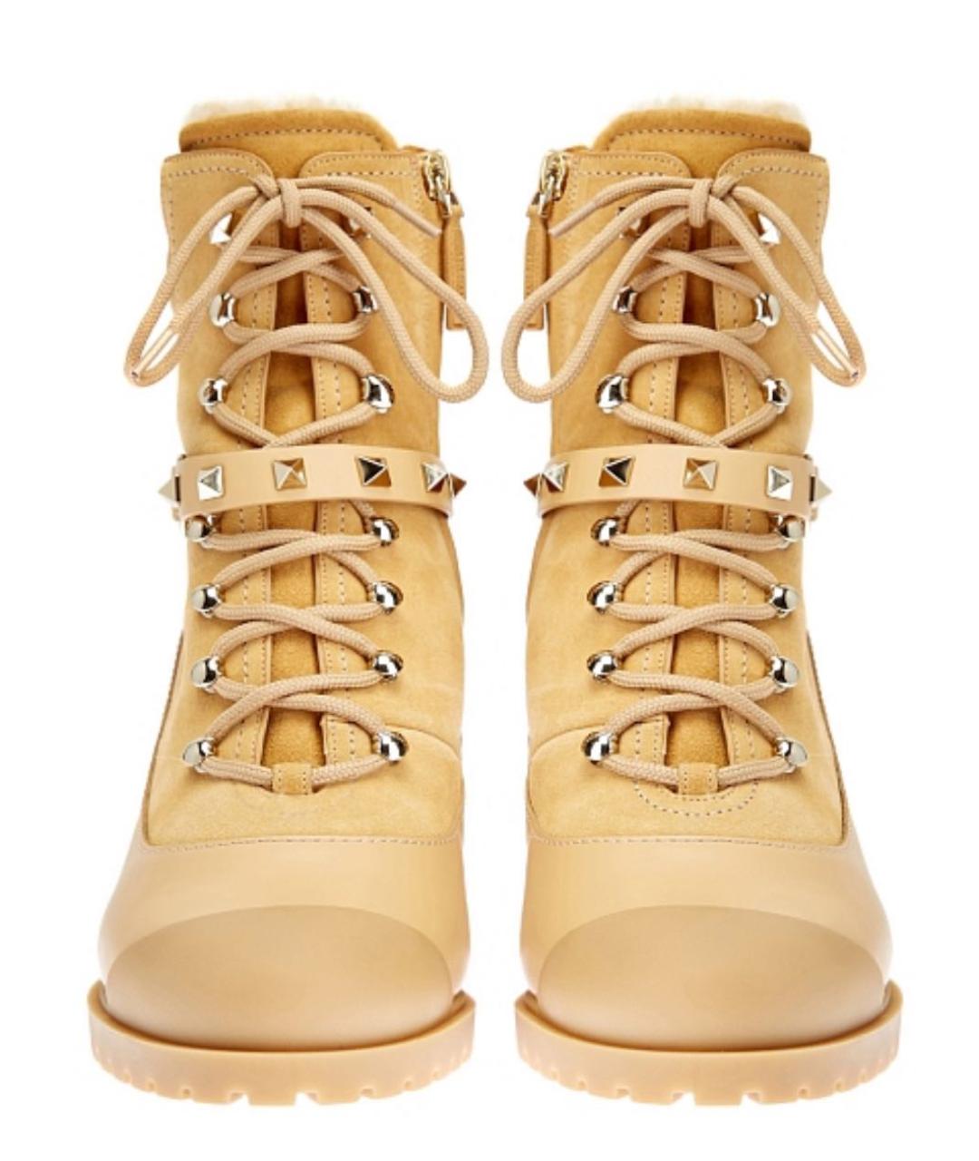 VALENTINO Бежевые кожаные ботильоны, фото 3