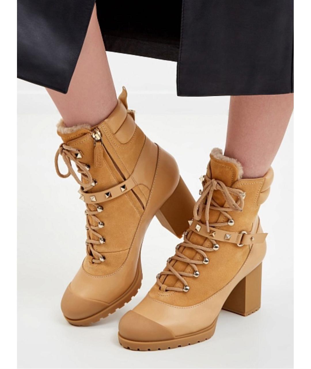 VALENTINO Бежевые кожаные ботильоны, фото 6