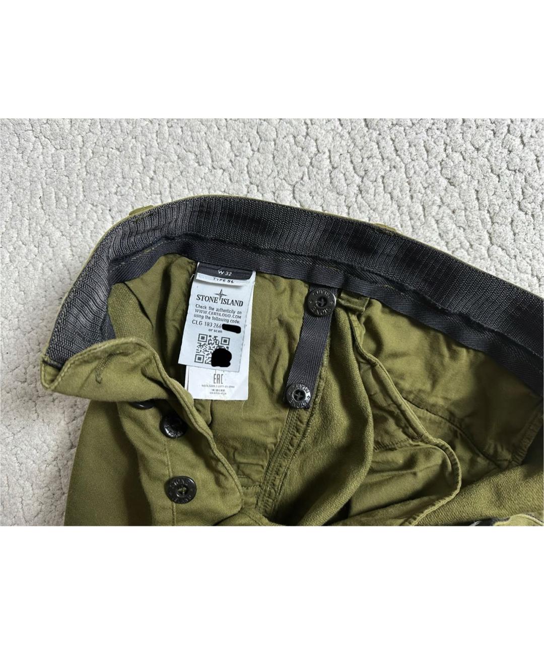 STONE ISLAND Хаки хлопковые шорты, фото 5