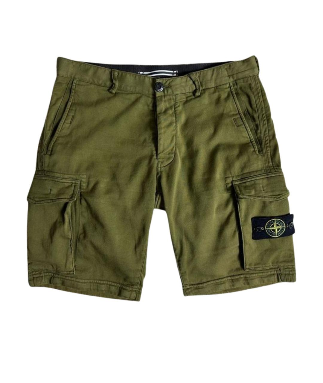 STONE ISLAND Хаки хлопковые шорты, фото 6