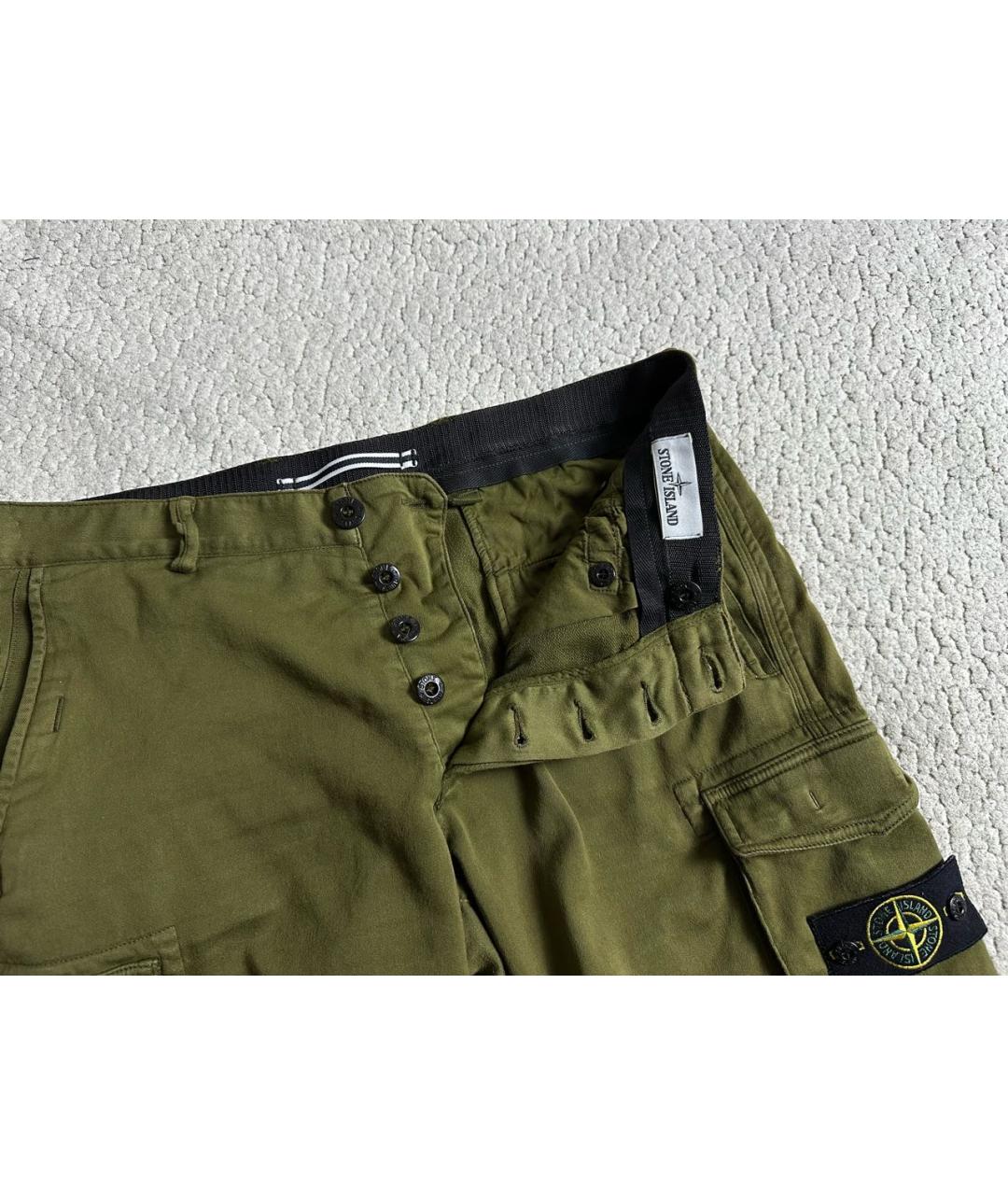 STONE ISLAND Хаки хлопковые шорты, фото 4