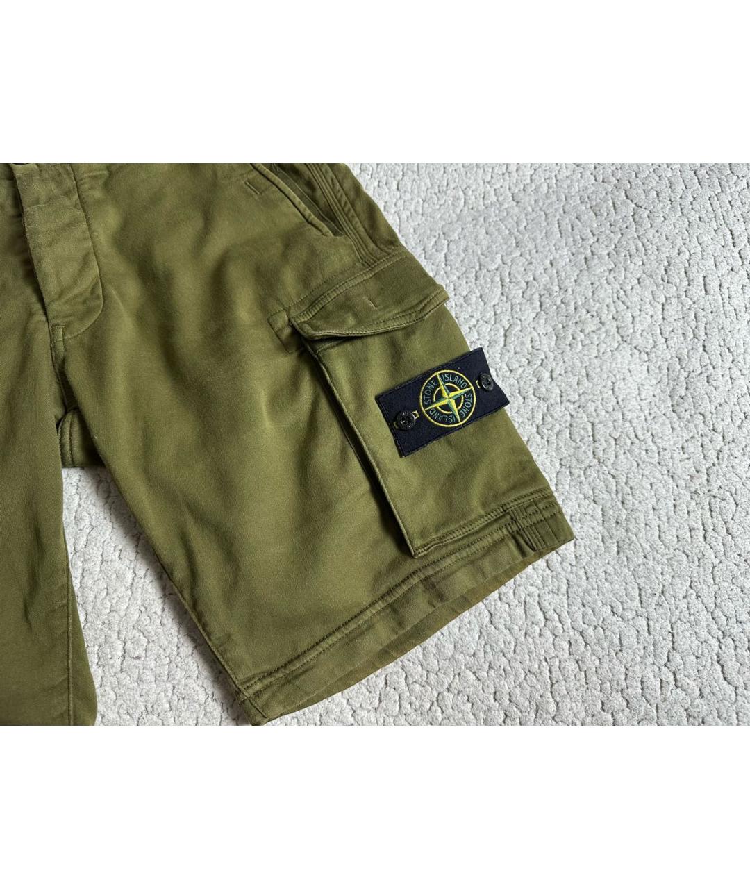 STONE ISLAND Хаки хлопковые шорты, фото 3