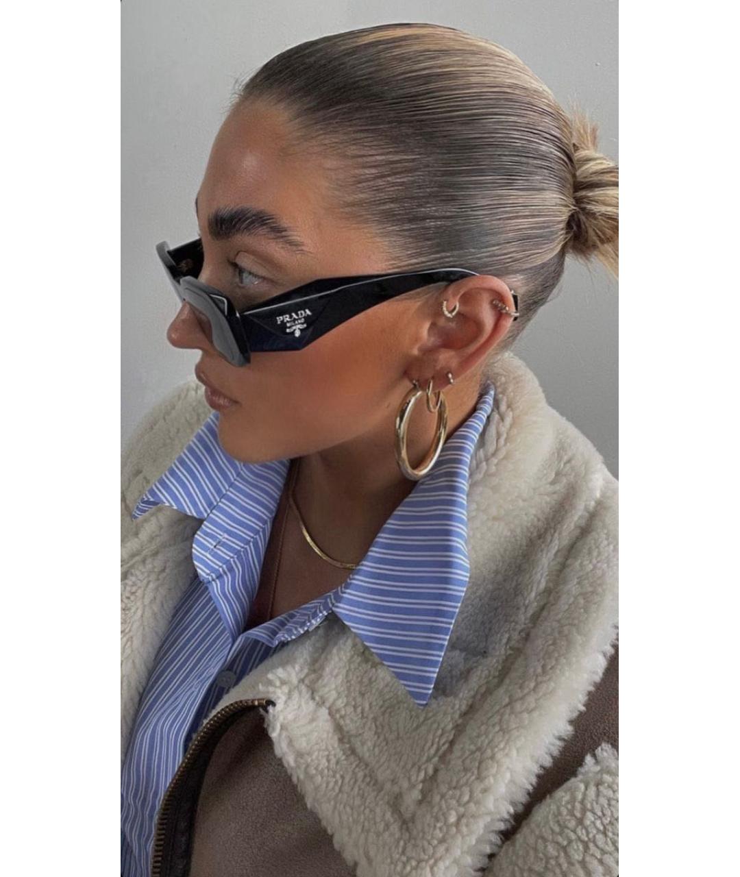 PRADA Черные пластиковые солнцезащитные очки, фото 6