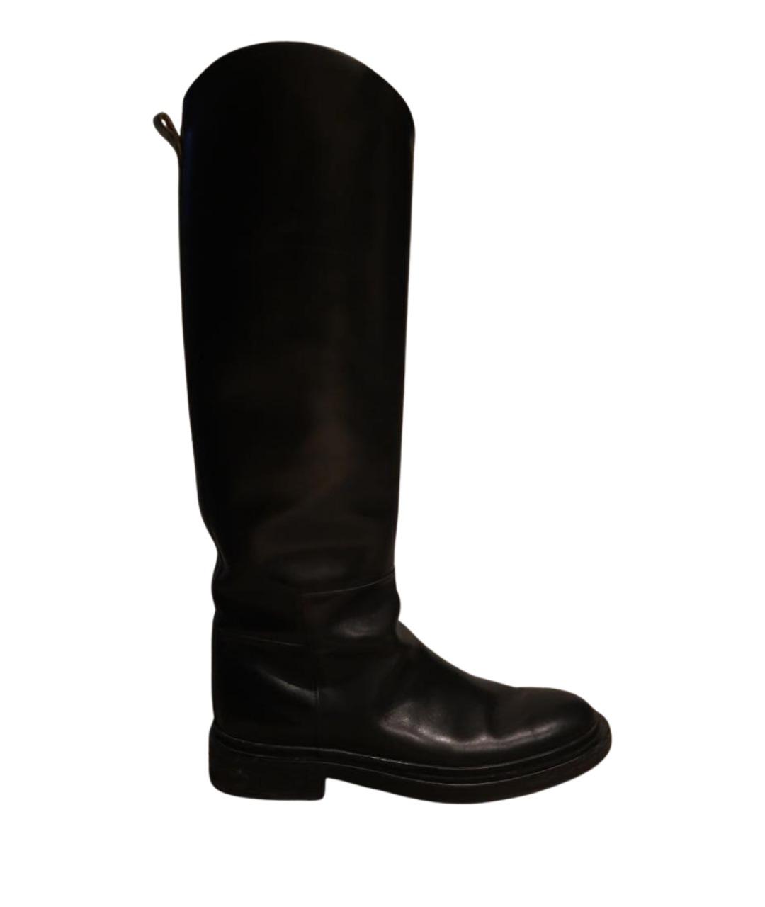 JIL SANDER Черные кожаные сапоги, фото 1