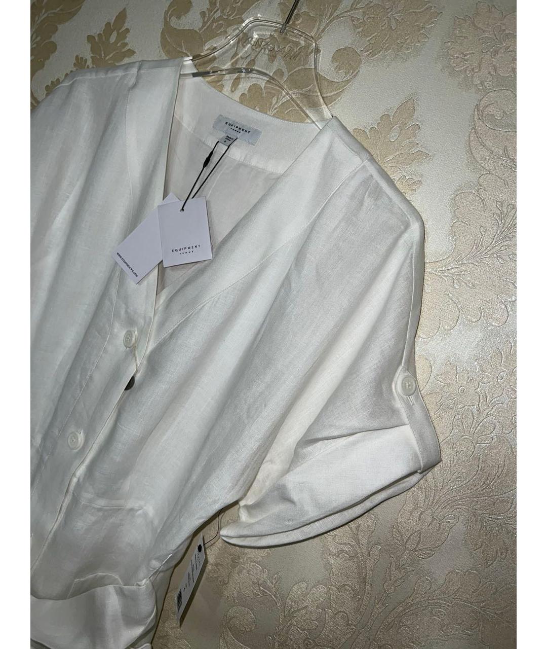 EQUIPMENT Белое льняное повседневное платье, фото 5