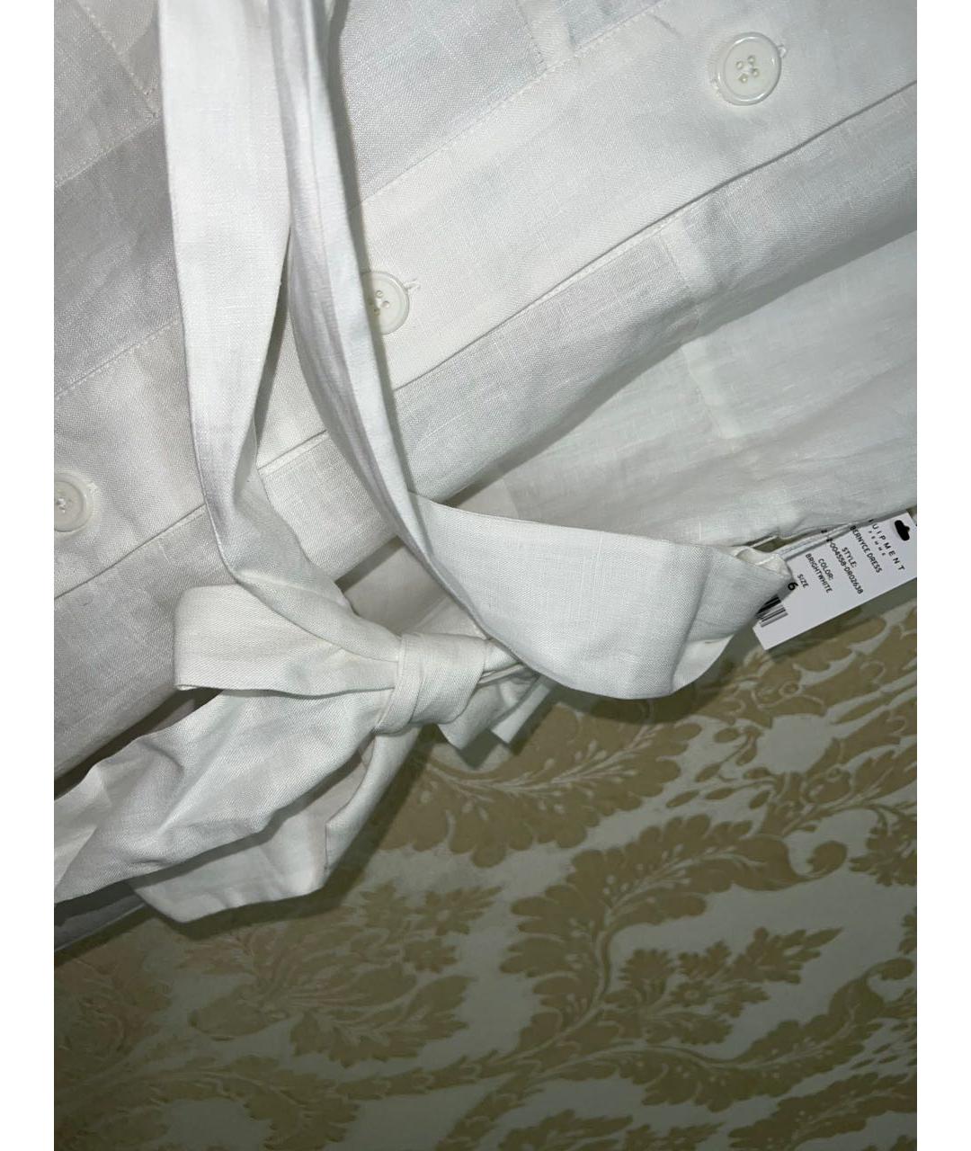 EQUIPMENT Белое льняное повседневное платье, фото 7