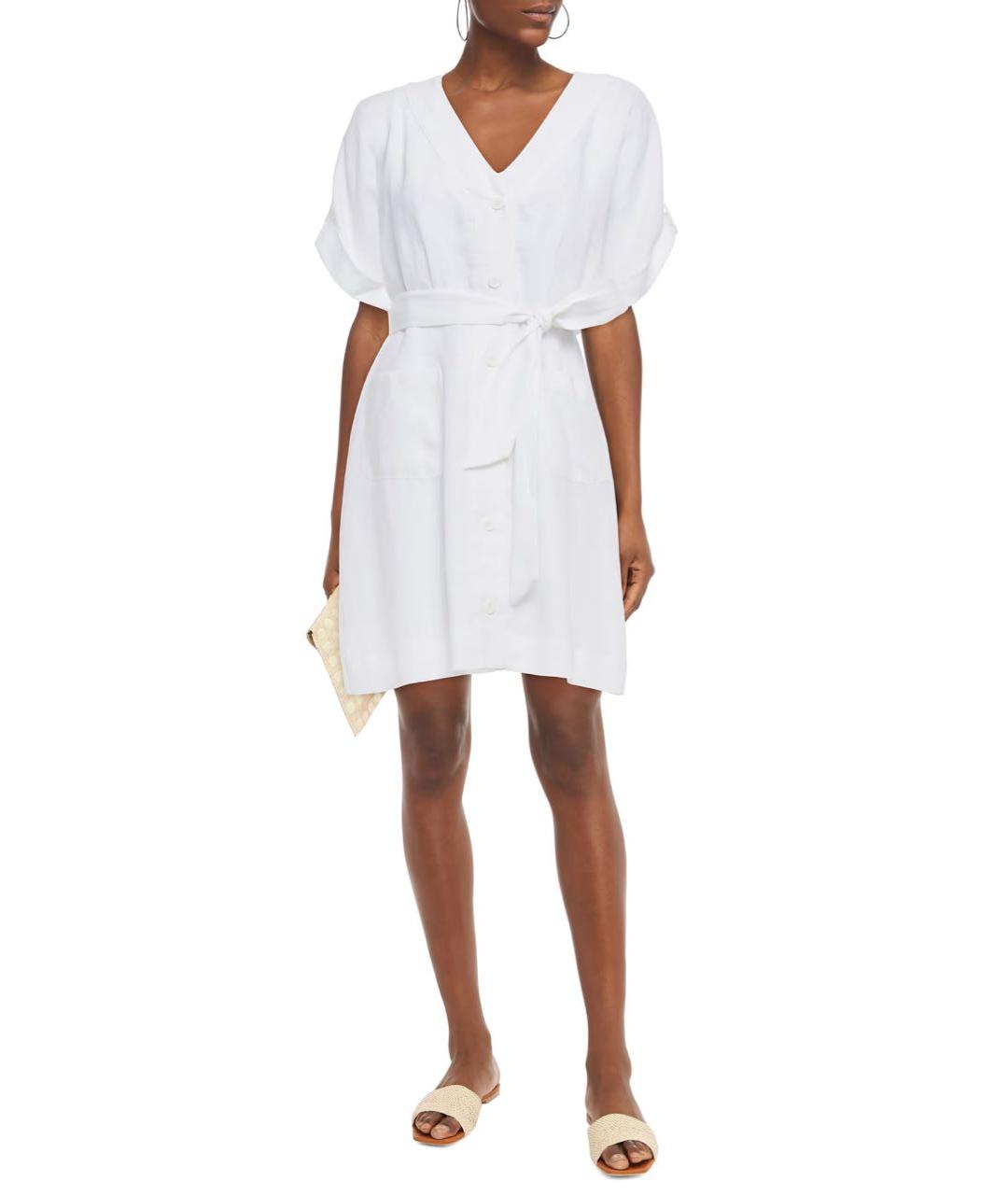 EQUIPMENT Белое льняное повседневное платье, фото 2