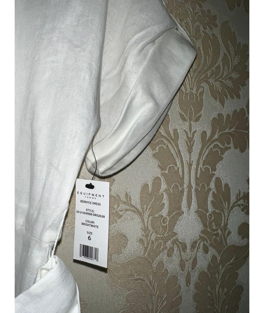 EQUIPMENT Белое льняное повседневное платье, фото 6
