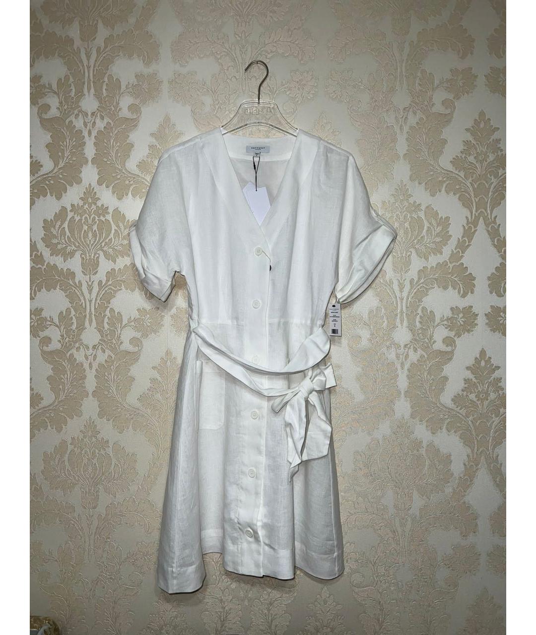 EQUIPMENT Белое льняное повседневное платье, фото 4