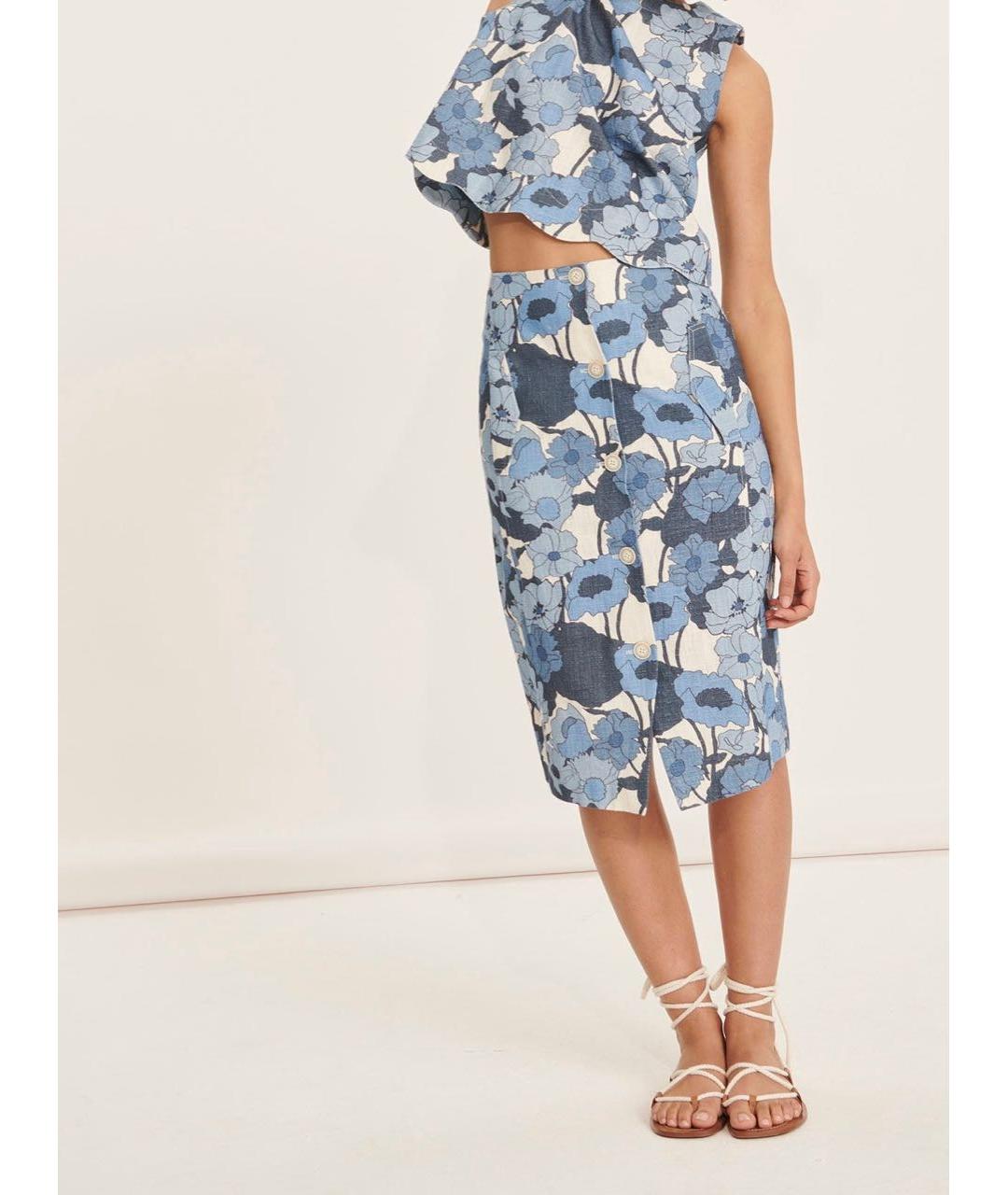 Tara Jarmon Голубая хлопковая юбка миди, фото 4