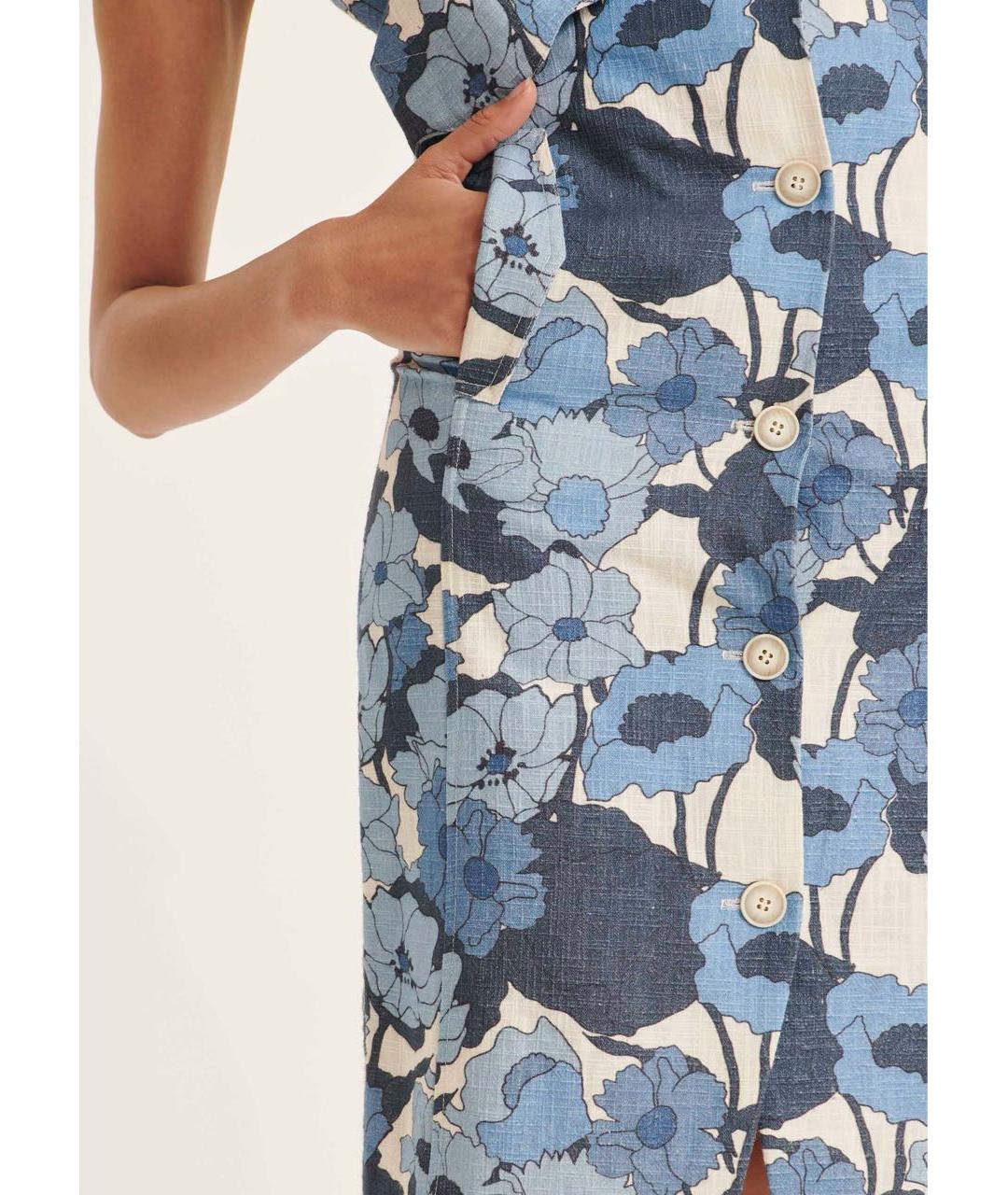 Tara Jarmon Голубая хлопковая юбка миди, фото 3