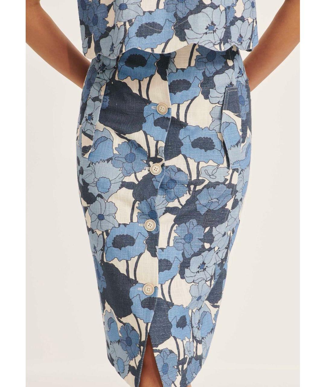 Tara Jarmon Голубая хлопковая юбка миди, фото 2