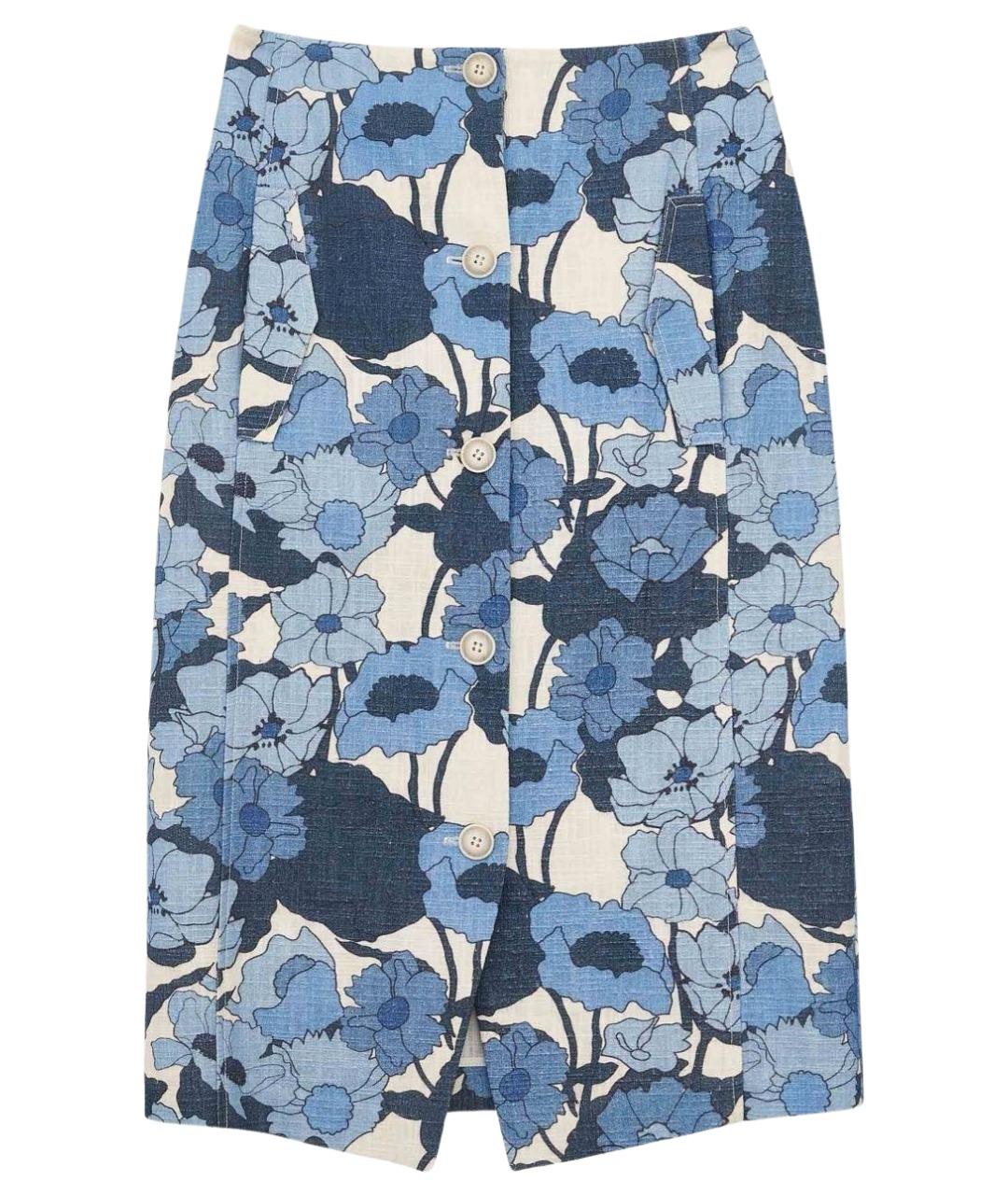 Tara Jarmon Голубая хлопковая юбка миди, фото 1