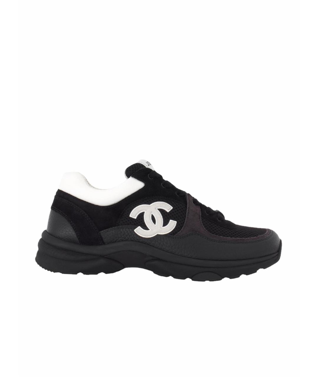 CHANEL Черные кожаные низкие кроссовки / кеды, фото 1