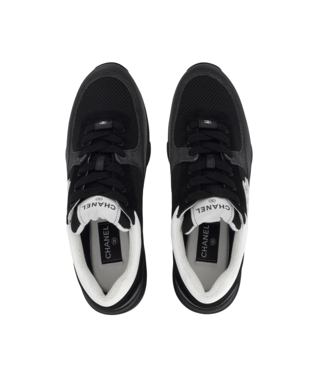 CHANEL Черные кожаные низкие кроссовки / кеды, фото 4