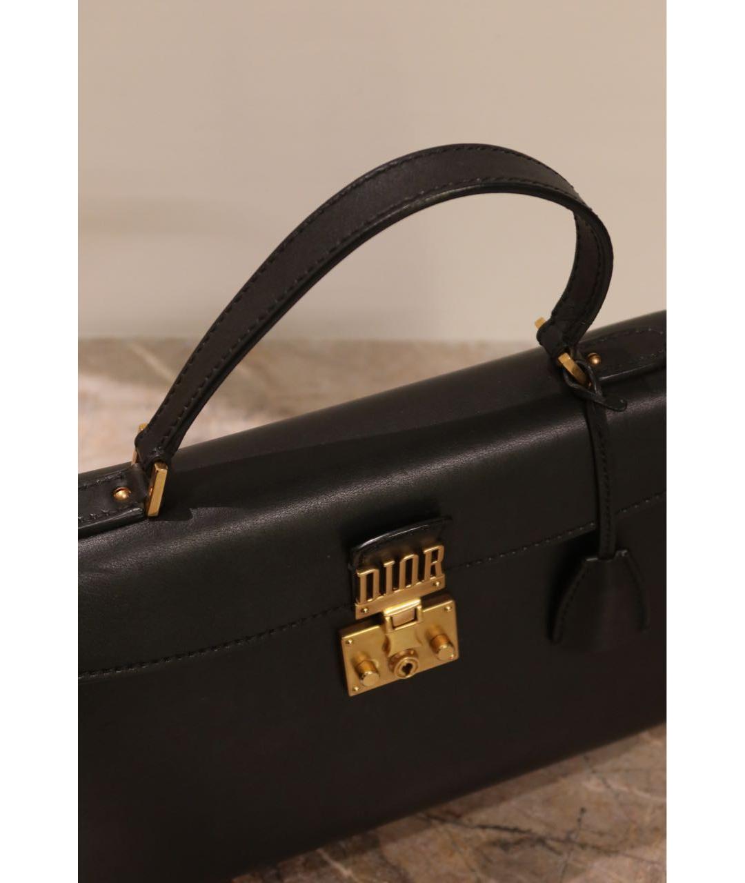 CHRISTIAN DIOR Черная кожаная сумка с короткими ручками, фото 8