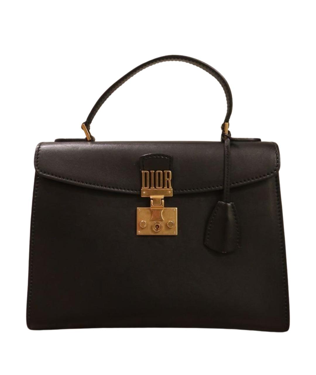 CHRISTIAN DIOR Черная кожаная сумка с короткими ручками, фото 1