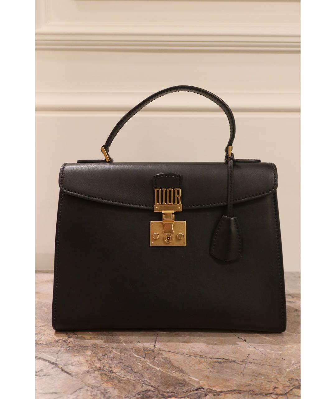 CHRISTIAN DIOR Черная кожаная сумка с короткими ручками, фото 9