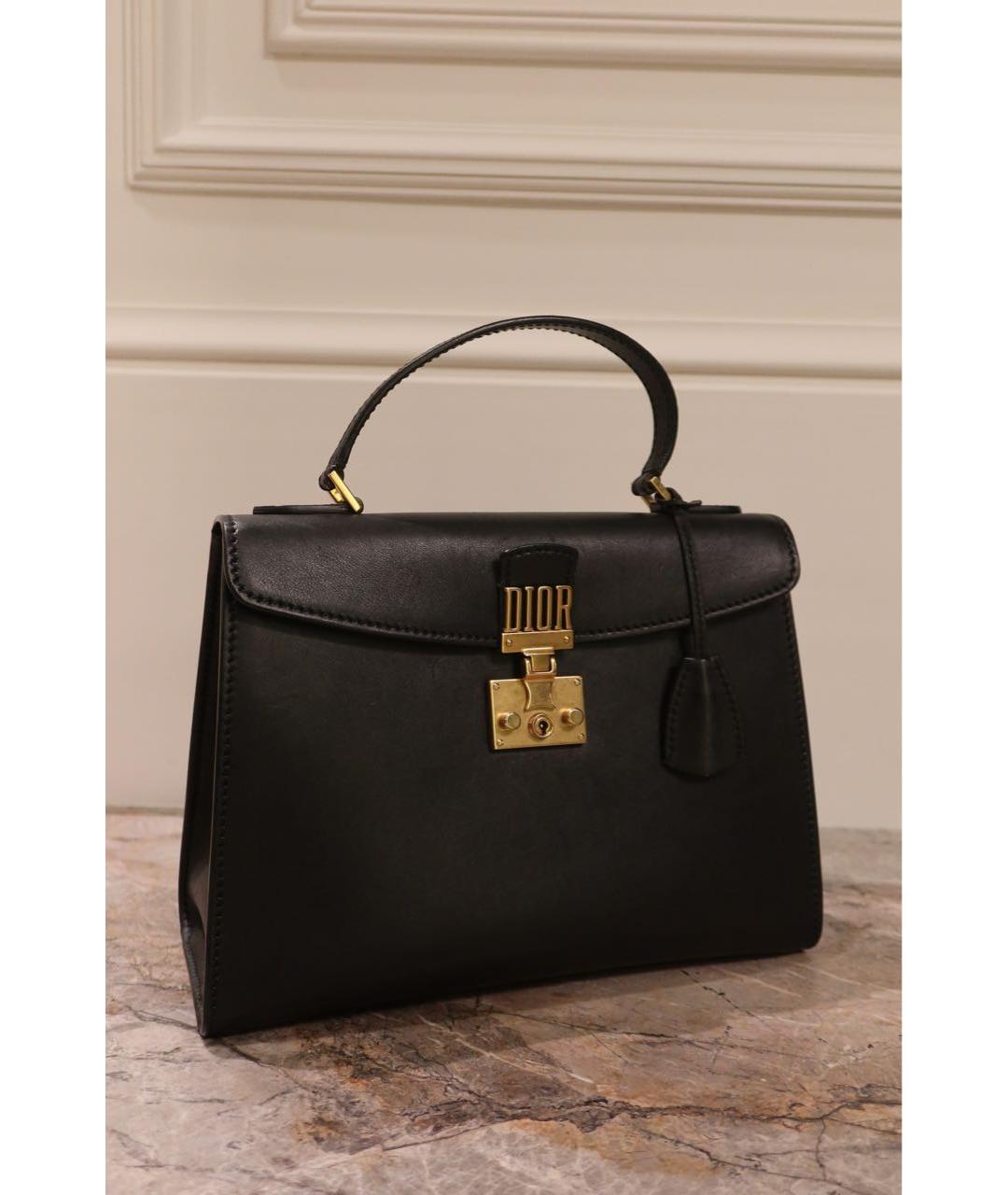 CHRISTIAN DIOR Черная кожаная сумка с короткими ручками, фото 2