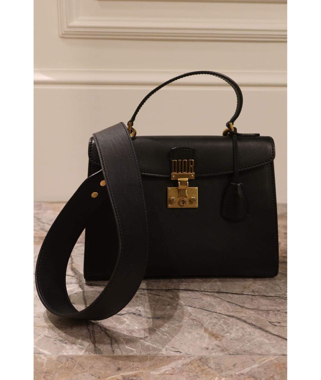 CHRISTIAN DIOR Черная кожаная сумка с короткими ручками, фото 7