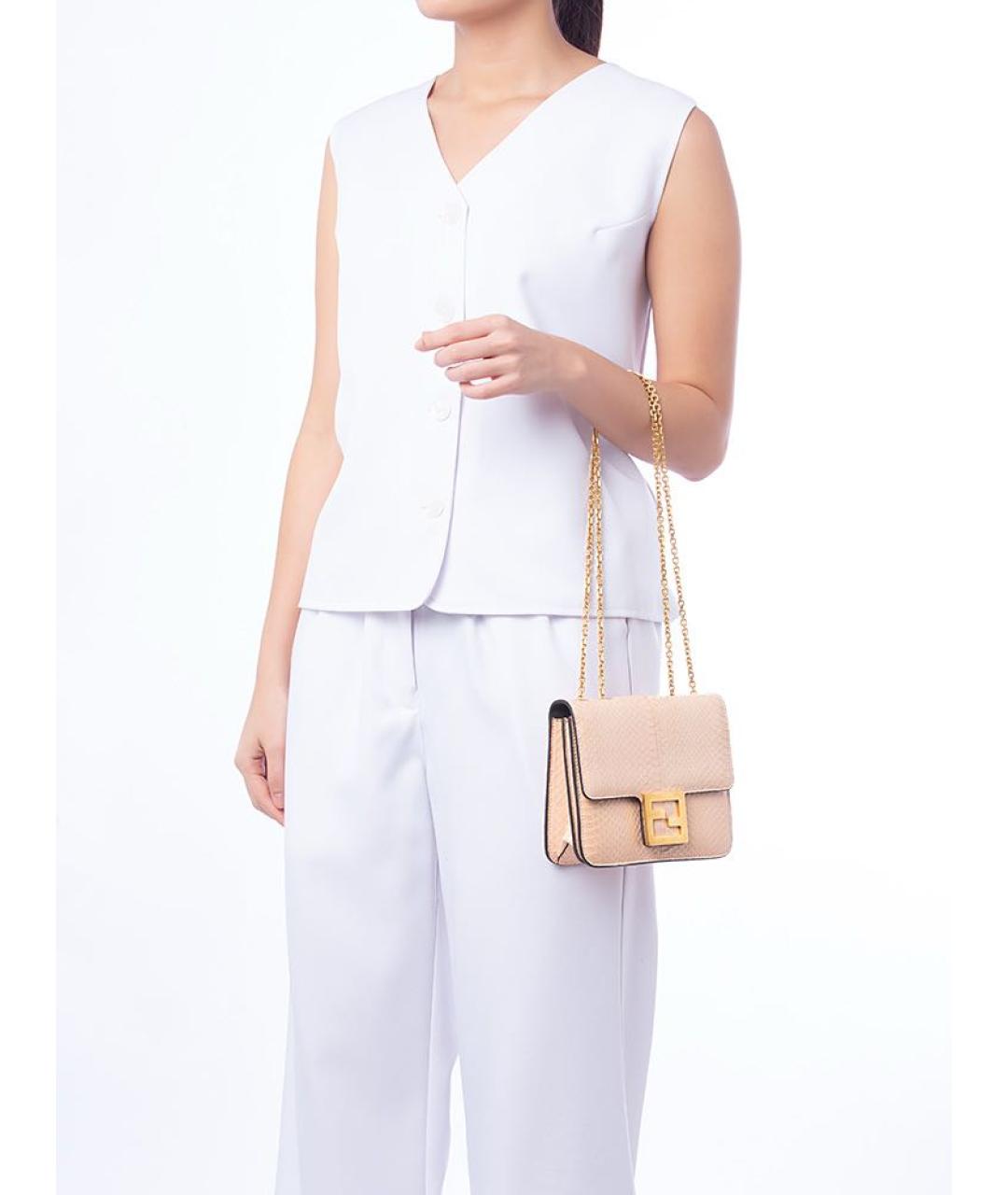 FENDI Розовая сумка через плечо из экзотической кожи, фото 7