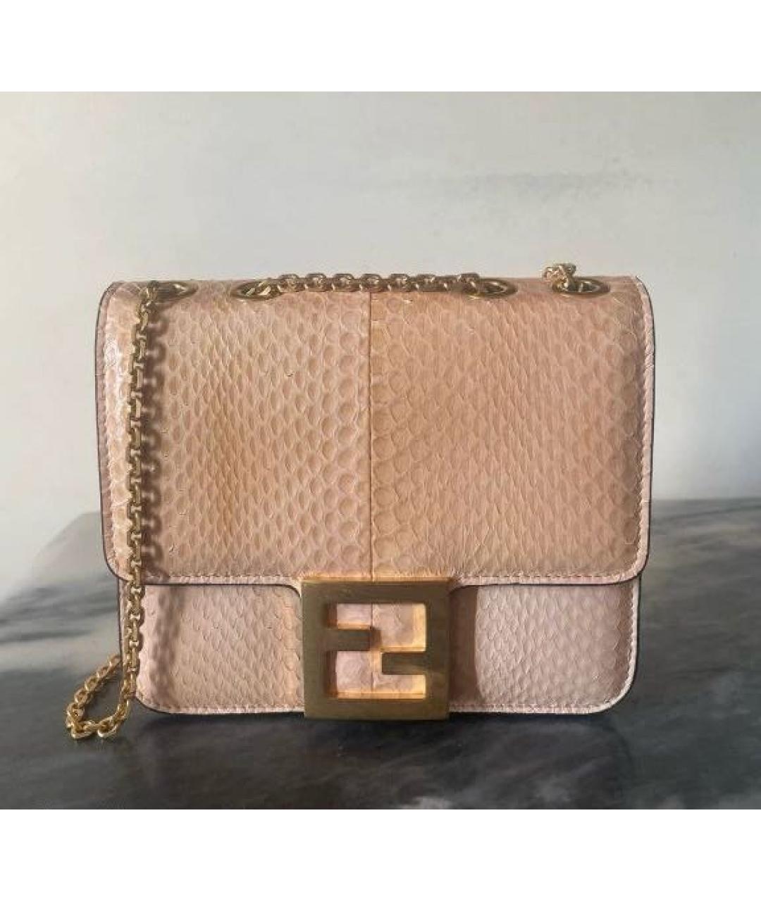 FENDI Розовая сумка через плечо из экзотической кожи, фото 3