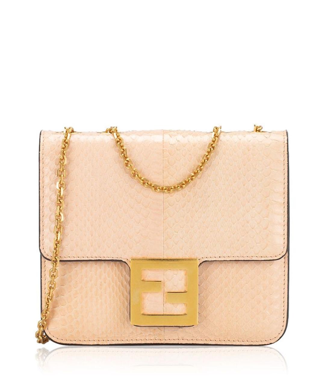 FENDI Розовая сумка через плечо из экзотической кожи, фото 9