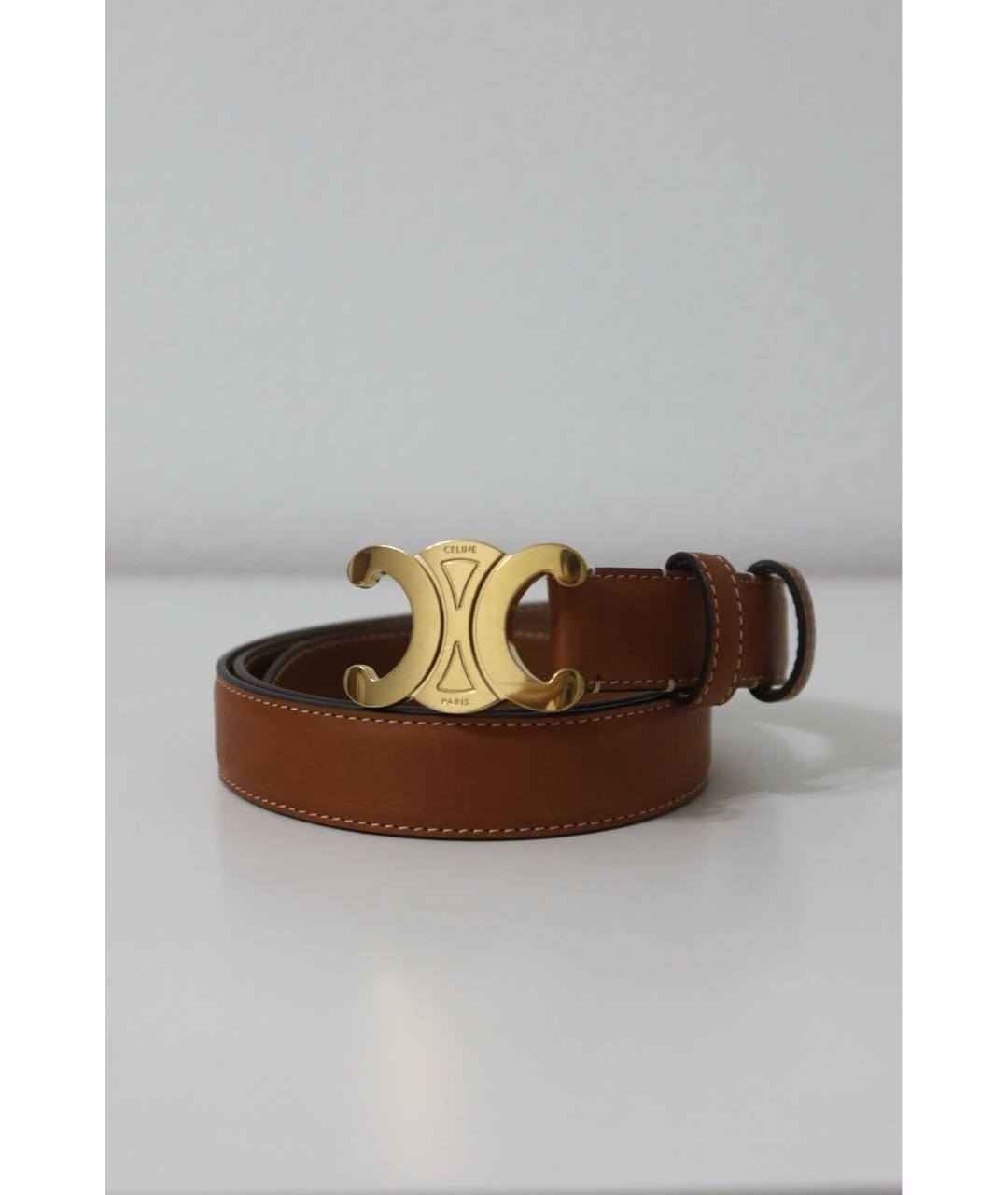 CELINE Коричневый кожаный ремень, фото 9