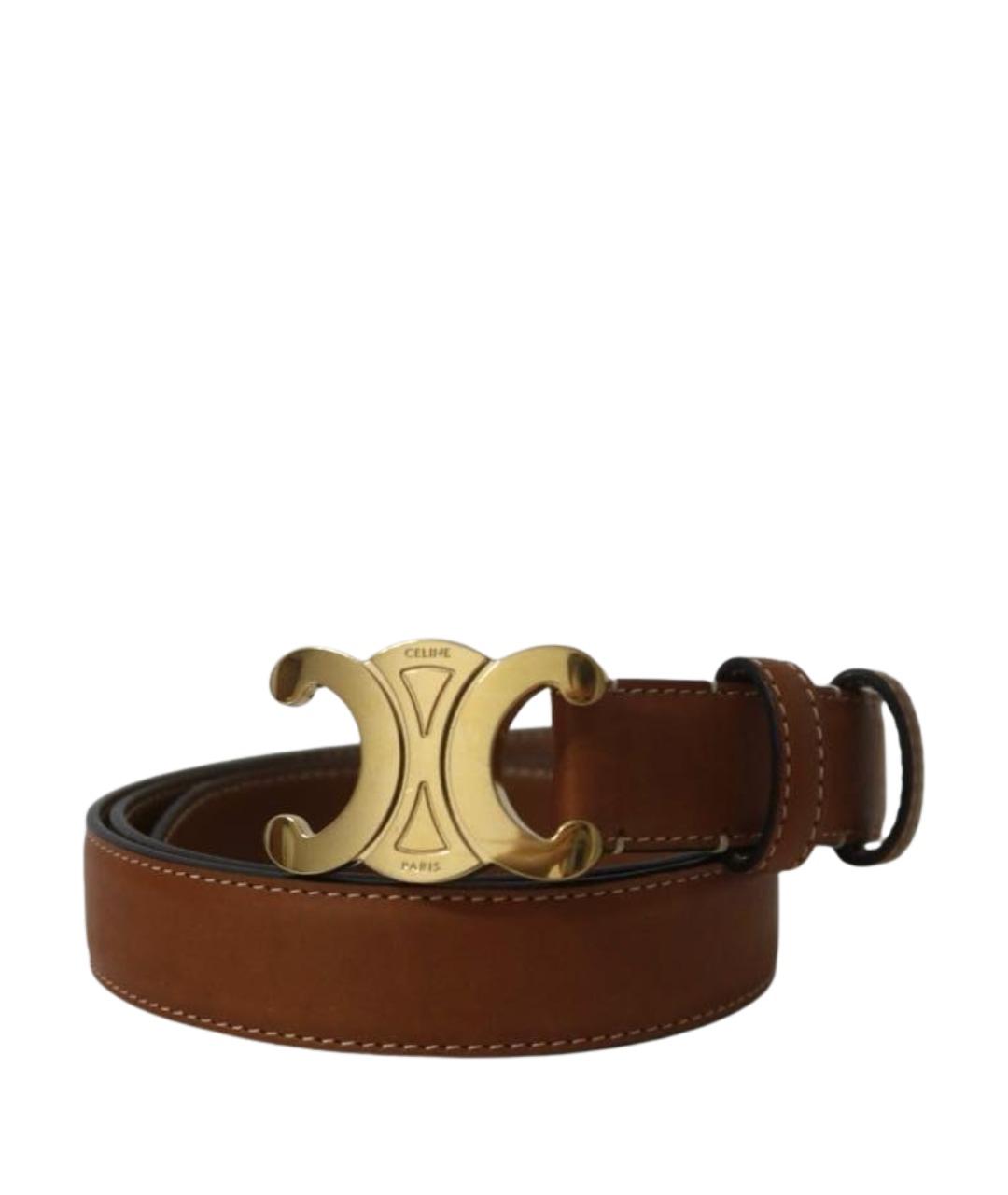 CELINE Коричневый кожаный ремень, фото 1