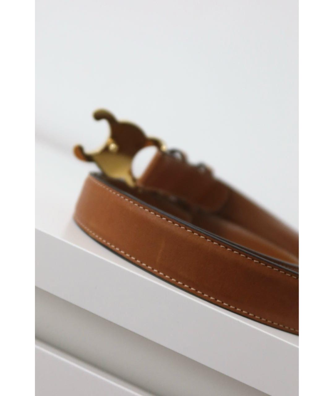 CELINE Коричневый кожаный ремень, фото 6