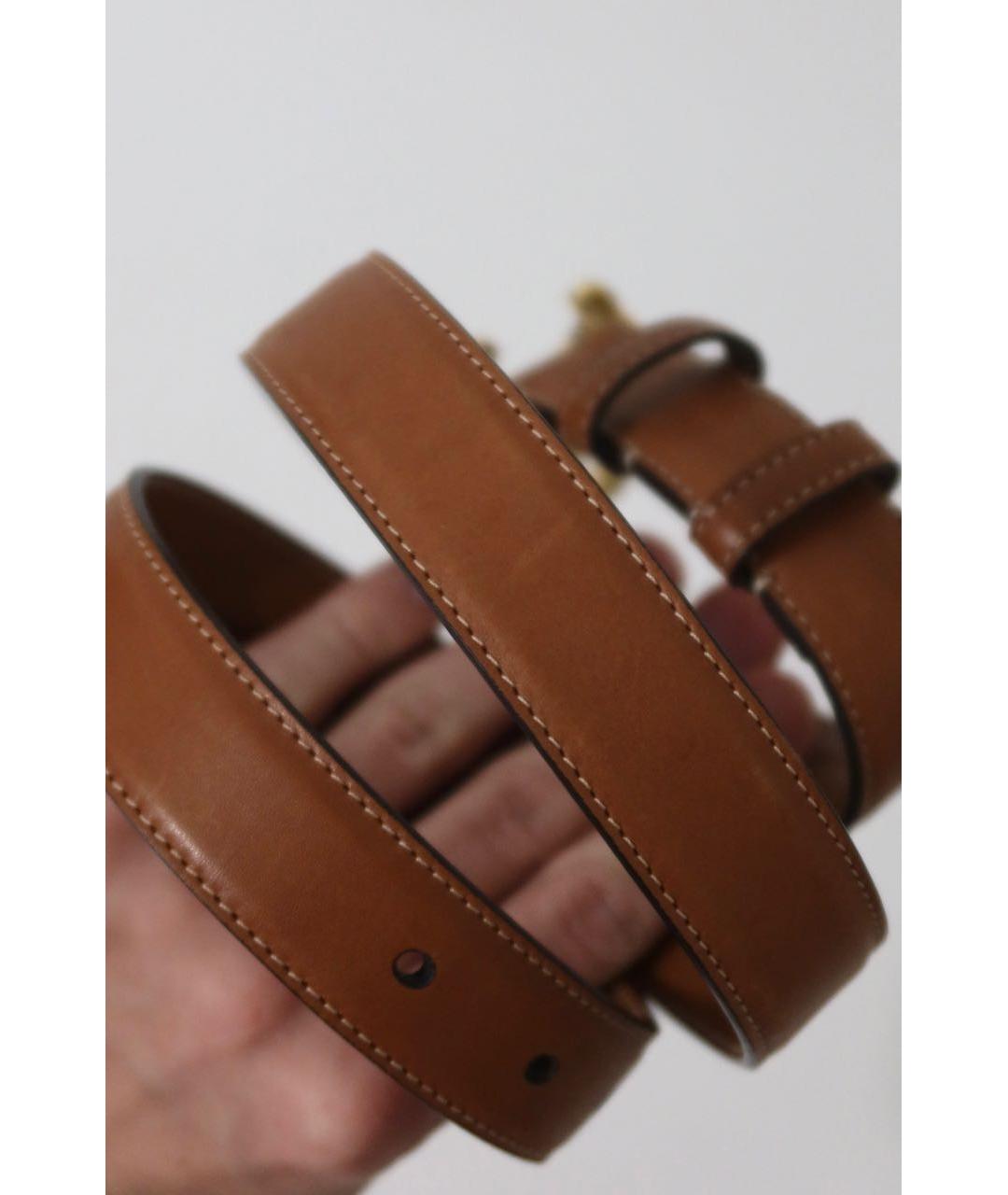 CELINE Коричневый кожаный ремень, фото 5