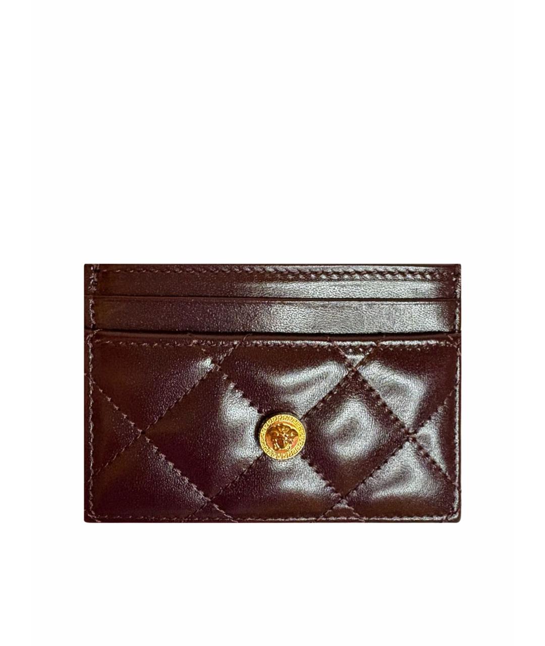 VERSACE Бордовый кожаный кардхолдер, фото 1